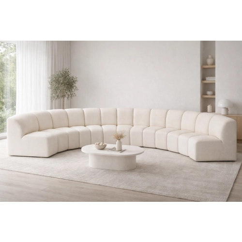 Designerski Sofa Narożnik MODUŁOWY Paris - UKŁADAJ DOWOLNE KOMBINACJE W PÓŁOKRĘGU BUBBLE Tkanina BOUCLE Manza
